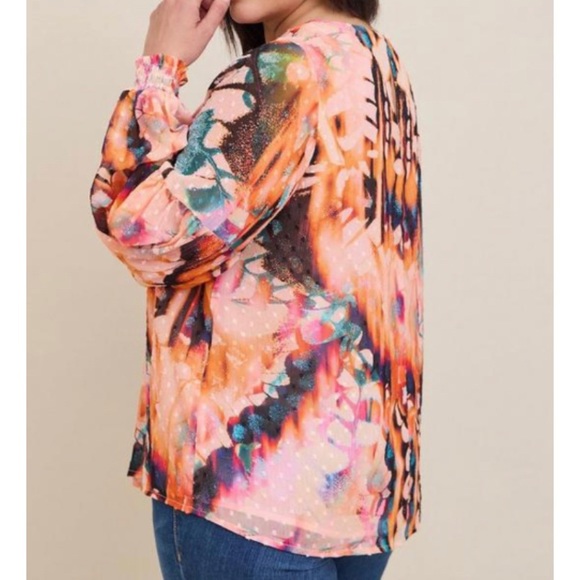 🆕 Chiffon Clip Dot Blouson Sleeve Blouse Top 1 1X 14 16 NWT Torrid New! - Picture 4 of 6